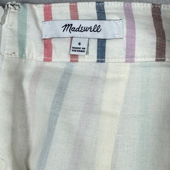 Madewell Button Slit Flecked Nebs Stripe Pearl Ivory Rainbow Midi Skirt Size 4 - Picture 14 of 16